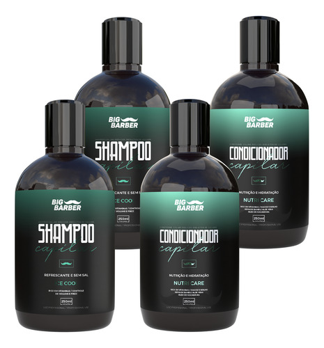 Shampoo + Condicionador Capilar Big Barber Kit Com 4 Unidade