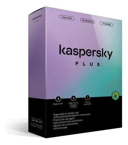 Licencia Digital Kaspersky Plus 5 Dispositivos 1 Año