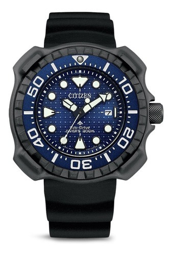 Relógio masculino Citizen Promaster Dive Titanium BN0225-04l Iso Strap color: preto, cor do bisel, cinza escuro, cor de fundo, azul