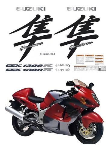 Kit Adesivos Para Suzuki Hayabusa Gsx 1300r 2000 16042 Cor Preto