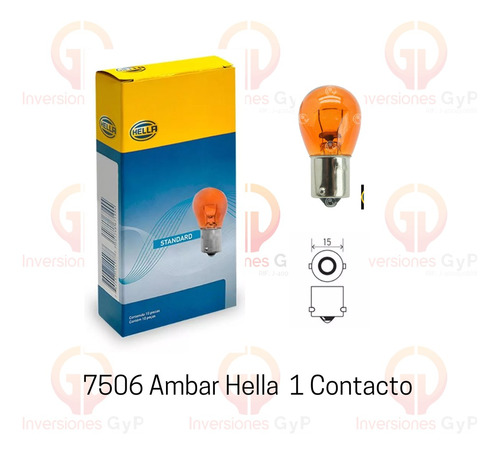 Bombillo 7507 Ambar 12v 21w 1 Contacto Hella