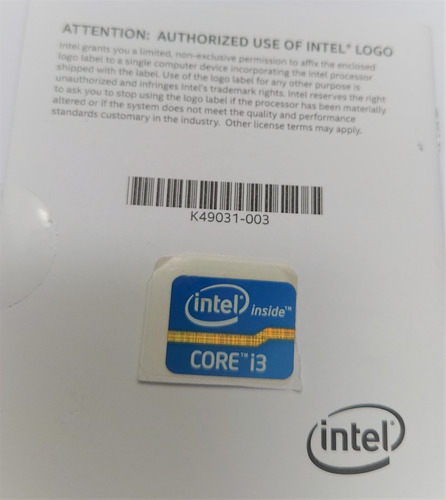 Sticker Procesador  Intel Core I3 I5 I7 