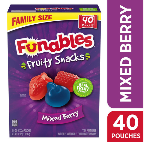 Funables Fruity Snacks Mixed Berry Fruit Snacks, 40 Pz