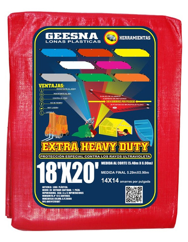 Lona Geesna Extra Heavy Duty (pesada) 18x20ft (5.4 X 6 Mts)
