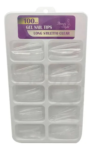 Tips Para Uñas Long Stiletto Clear Beauty Style 100 U