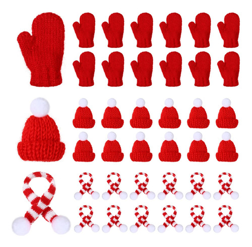 Bbto 36 Mini Guantes De Bufanda Con Gorro De Punto Navideño 