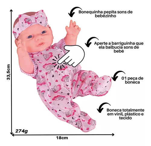 Boneca Pepita Milk Sons de Bebê