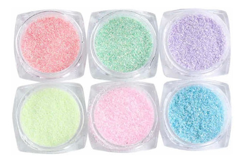 Set De 6 Pigmentos Glitter Colores Pastel Cara Cuerpo Uñas