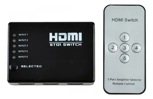 Switch Hdmi 5x1 5 Entradas 1 Salida Con Control Hd 1080p