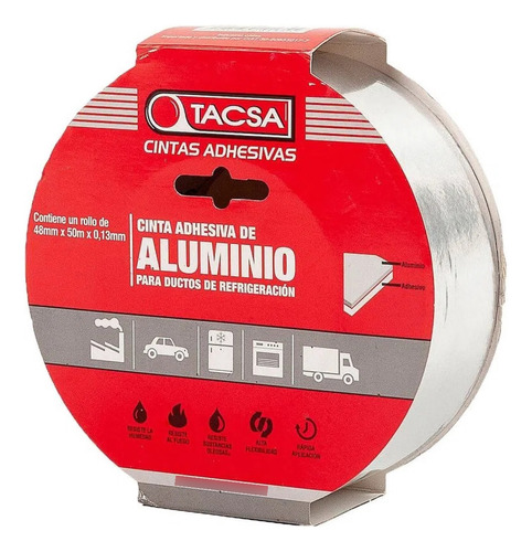 Cinta Adhesiva De Aluminio Tacsa 48mm X 50m Ultra X 10unidad