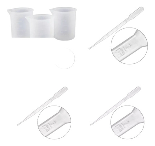 Jarrita Vaso Medidor Para Resina Silicona + 3 Pipetas Plásti