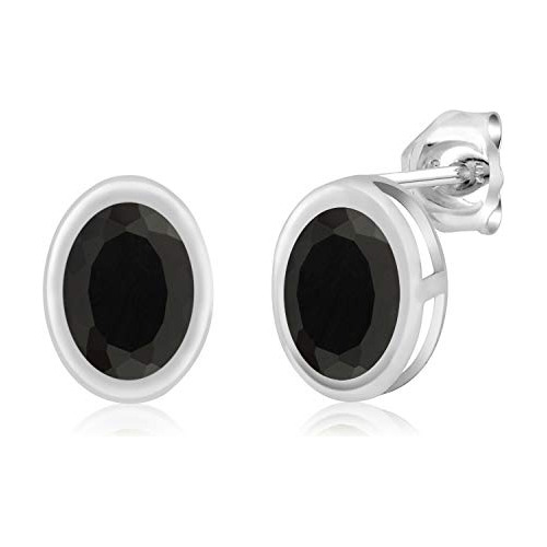 Pendientes De Plata De Ley 925 Con Ónix Negro Para Mujer (1,