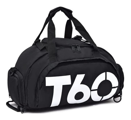 Mala Mochila Estilosa Praia Tenis E Roupas, Bolsa Gym, T60 Cor Preto Cor da correia de ombro Preto Desenho do tecido Liso