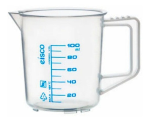 Vaso 100ml Con Mango Escala Azul