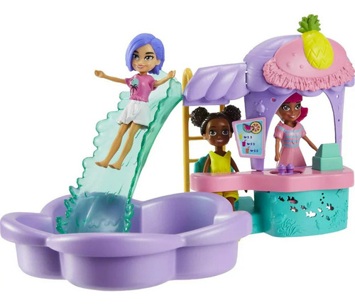 Polly Pocket Smoothie Splash Set 4 Muñecas Y +20 Accesorios