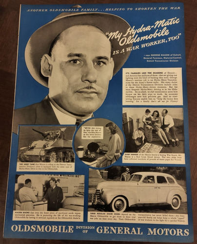 1944 Publicidad Vintage Oldsmobile General Motors Cars Usa (Usado)