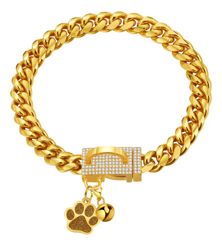 Luxlife Collar De Cadena Para Perro, Collar Dorado De 0.394