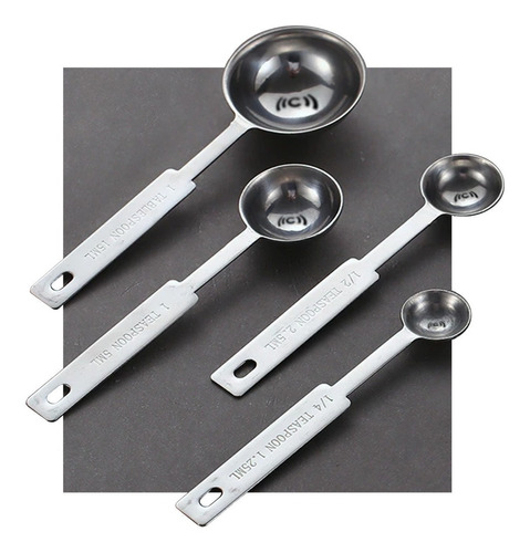 Paquete X4 Kits De 4 Cuchara Medidora Acero Inox Reposteria