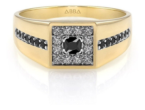 Anillo Caballero Negro Oro 14k