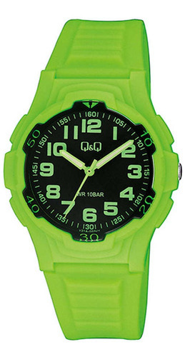 Reloj Hombre Q&q V31a-003vy Color De La Correa Verde Color Del Fondo Negro