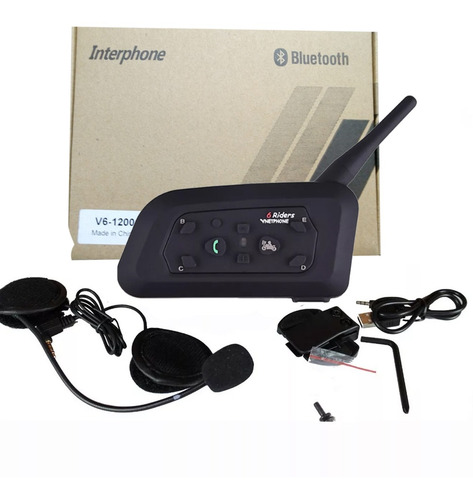 Imagen 5 de 5 de Intercomunicador Casco Moto Bluetooth Manos V6 Riders 1200mt