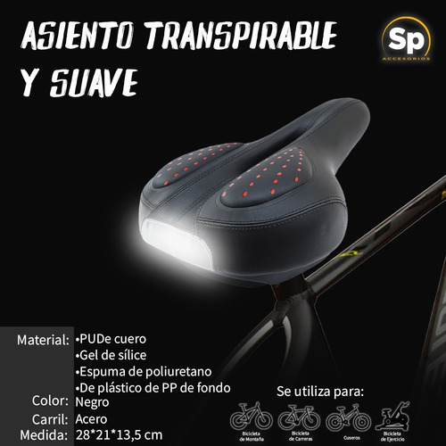 Imagen 9 de 10 de Asiento Bicicleta Negro Antiprostático Vazher Buen Fin