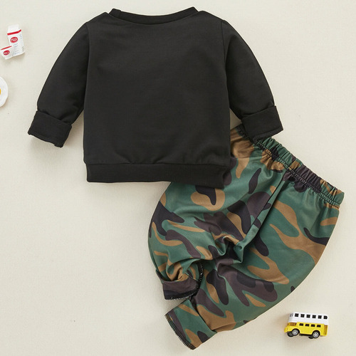 Conjunto De Sudadera Estilo Militar Para Bebé Con Camuflaje Negro 3-6 M