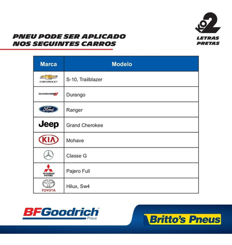Imagem 7 de 10 de Kit 4 Pneus Aro 18 Bf Goodrich All-terrain Ko2 - 265/60 R18