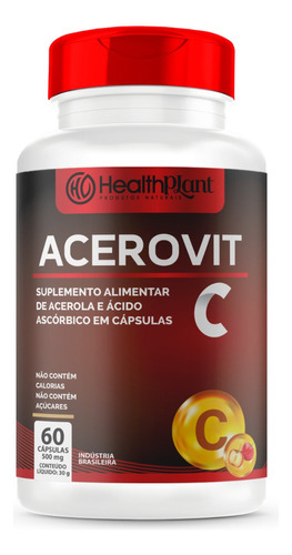 Suplemento Em Cápsulas Healthplant  Imunidade Antioxidantes Acerovit Vitamina C Ácido Ascórbico (vitamina C) Acerovit Vitamina C Sabor  Acerola Bom Para Gripe Em Frasco De 1ml 60 Un