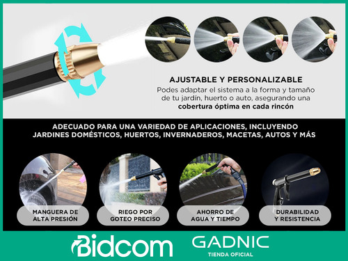 Pistola De Riego Portátil Gadnic Para Manguera Agua Jardín