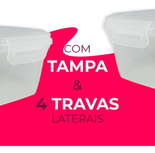 Pote Para Mantimentos De 480ml Com Tampa C/ 4 Travas