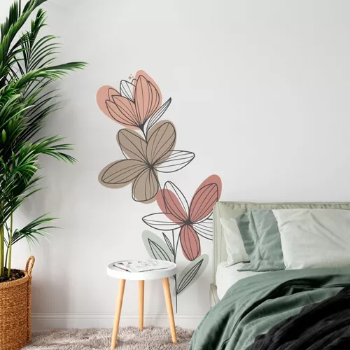 Vinilo adhesivo decorativo para pared, diseño de flor boho delicada – 30.1  x 10.0 in, inspirador de moda con cita mínima para interior, jardín
