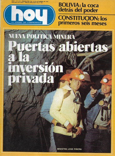 Revista Hoy N° 216 / 9 A 15 Septiembre 1981 / P. Minera