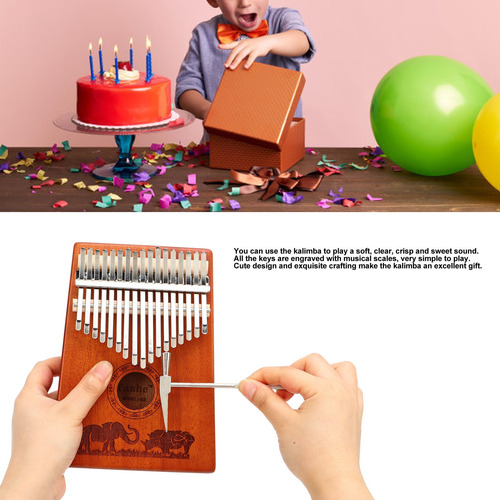 Instrumento De Piano Kalimba, 17 Teclas, Martillo Para Tocar