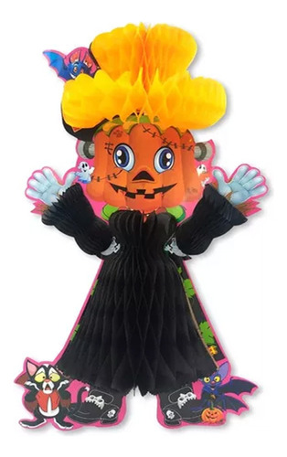 Figura Colgante 3d De Cartón Día De Muertos Calabaza