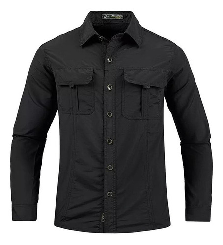 Camisa Militar De Manga Larga Para Hombre De Talla Grande