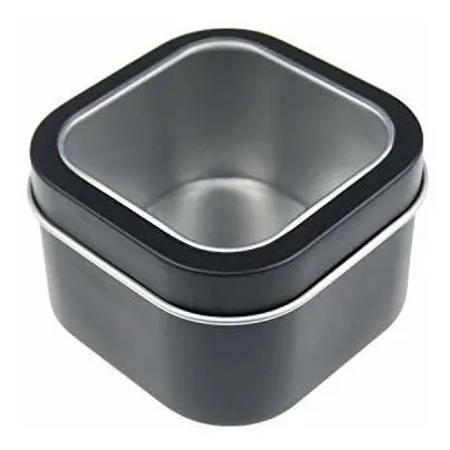 6-pack 8oz Empty Square Metal Tins With Clear Window For Can