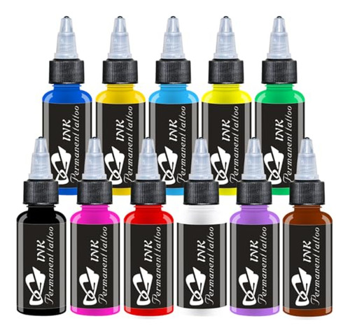 Tinta Aycos Juego De 11 Colores De  Para Tatuajes De 1 Oz,