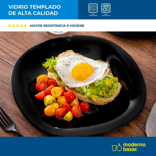 Imagen 7 de 10 de Set De Platos Vidrio Templado Opalina Juego Vajilla Completa