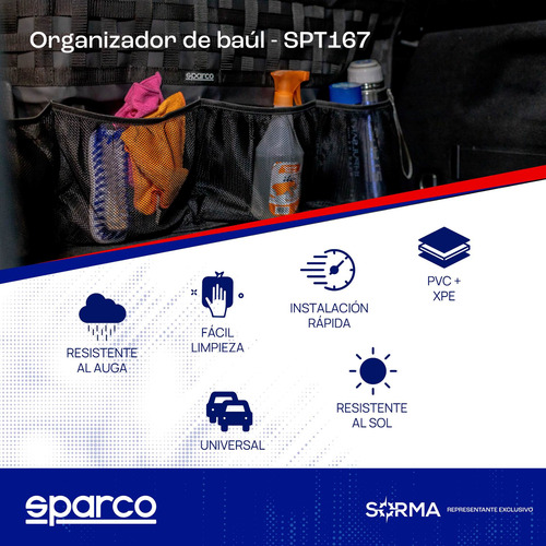 Imagen 2 de 9 de Organizador De Baúl Para Auto Camioneta Sparco 5 Bolsillos