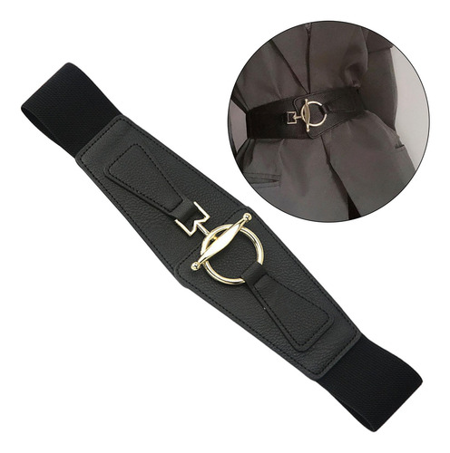 Cinturón Elástico Con Hebilla Ancha Para Mujer, Cintura