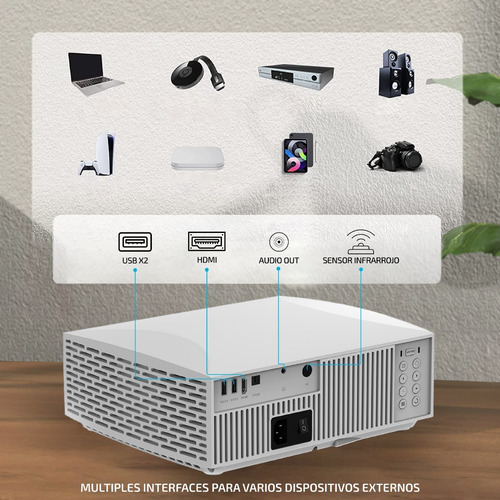 Imagen 5 de 8 de Proyector Portátil 8000 Lumenes 1080p Led Vivibright