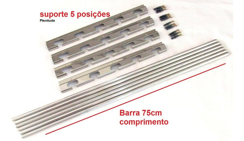 Imagem 3 de 6 de Grelha Argentina Inox 50cm + Apoios Com Barra Maciça 75cm