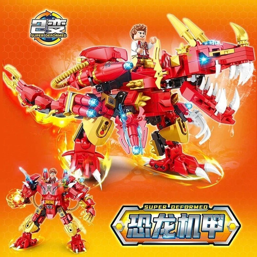 Dinosaurio Rex Transformable Jurassic Park 2en 1 Kit Armable Dinosaurio Rojo