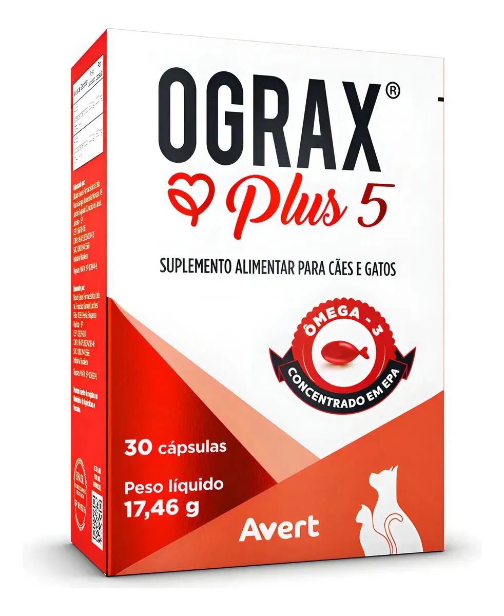 Suplemento Ômega 3 Avert Ograx Plus 5 Para Cães E Gatos
