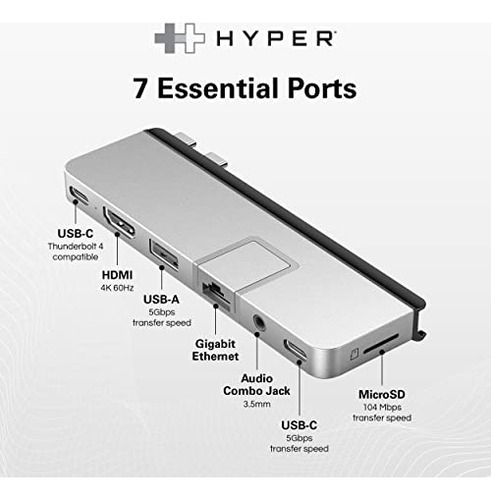 Hub Usb C Multipuerto Hyperdrive Duo Pro 7 En 2 Con Imán