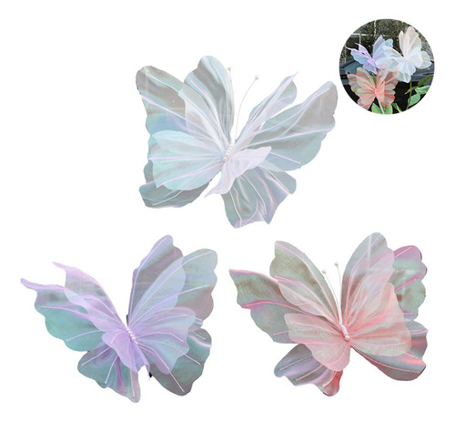 3 Mariposas Artificiales 3d De 50 Cm Para Accesorios De Fies