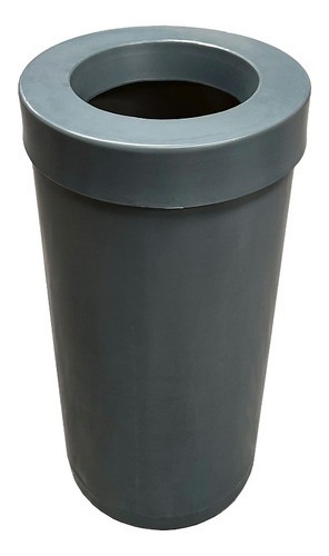 Bote De Basura Cilindrico 80 L Con Tapa Reforzado Rotomoldeo Color Gris