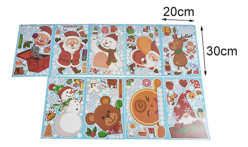 9 Hojas De Pegatinas De Ventana De Navidad Calcomanías