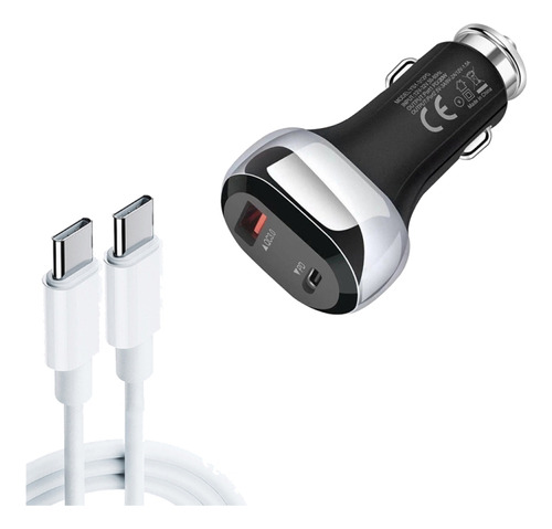 Pd 20w / Qc3.0 Car Charger + Usb-c To Usb-c Data Cable
